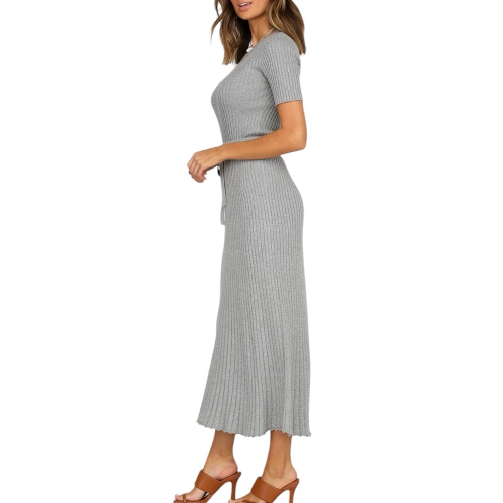 Marks & Spencer Knitted Fit and Flare Dress Gray Size 12 NWT